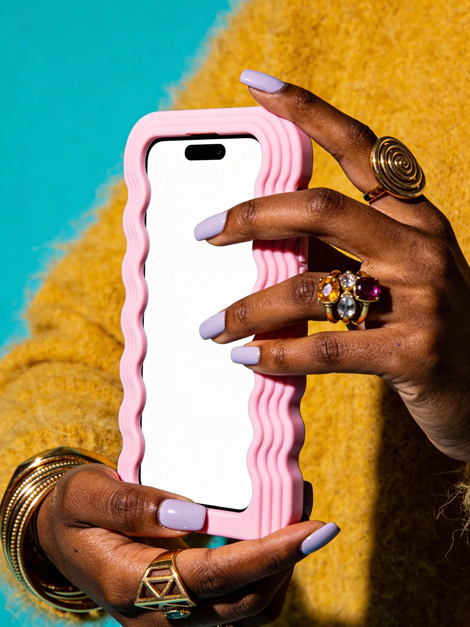 Stylish woman holding a phone